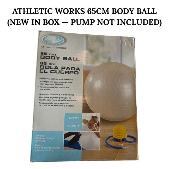 ATHLETIC WORKS 65CM BODY BALL NEW IN BOX - PUMP NOT INCLUDED - Picture 1 of 2